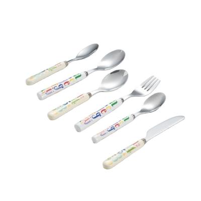 China Amazon Hot Selling Stainless Steel Kids Dinner Knife Spoon Fork Flatware Restaurant Viable Silver Cutlery With Custom Handle for sale