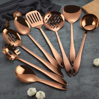 China Factory Direct Sale Modern Viable Rose Gold Kitchen Utensils Stainless Steel Set Of Wedding Party Gift Family Kitchen Tools for sale