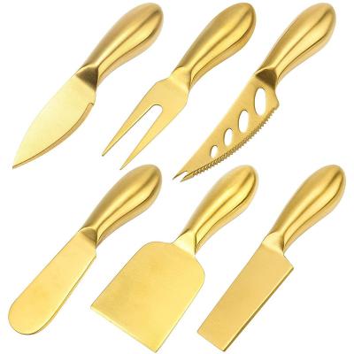 China Aamzon Tools Mini Stainless Steel Cake Fork Cheese Knives Sustainable Luxury Baking Gold Cutter For Cheese Butter for sale