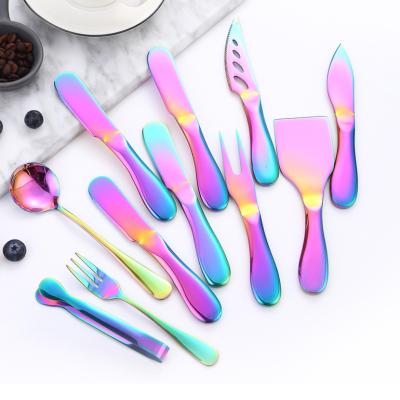 China 20PCS Dessert Tools Stainless Steel Pizza Cheese Spreader Golden Cheese Knife Cheese Cutter Viable Luxury Colorful Baking Set for sale