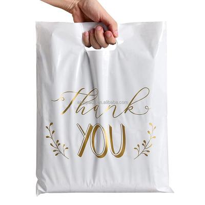 China Custom Printed Logo Design Handle Plastic Bag Recyclable Die Cut Shopping Bag For Clothing/Shoe Packaging for sale