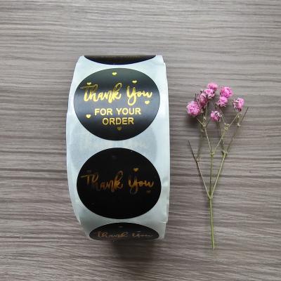 China High Quality Waterproof Thank You Sticker Custom Logo Printed Gold Foil Self Adhesive Vinyl Stickers for sale