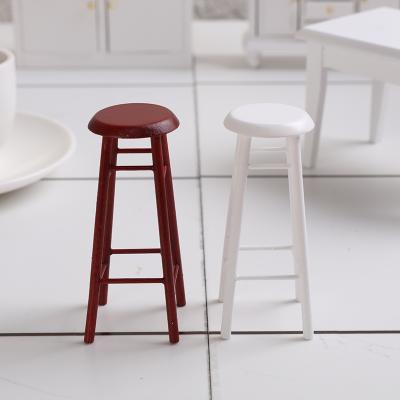 China Mini Toy Kids Role Play Toys Dollhouse Wooden Furniture Diy Bar Stool High Pretend Miniature Furniture 1/12 Playset for sale