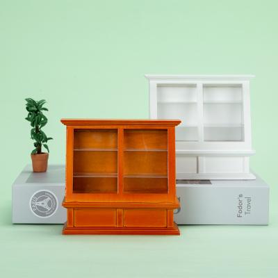 China 1:12 Miniature Doll Cake Cabinet Doll House Furniture Miniature Wooden Model Scene Wooden Home Decoration Simulation Mini Toy House for sale