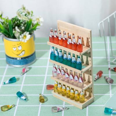 China Mini Toy 1:12 Doll's Room Furniture Miniature Model Wine Drinks Display Stand Wooden Storage Cupboards Display Cabinet For Dollhouse for sale