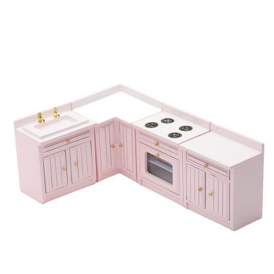 China Realistic Mini Toy Furniture Kitchen Sink Miniature Kitchen Diy Dollhouse Kit Wooden Wash Basin Miniature for Bathroom Kitchen for sale