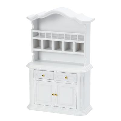 China Mini Toy Doll House Miniature Furniture Study Wooden Cabinet Miniature Wood Opens Doll Room For Kids for sale