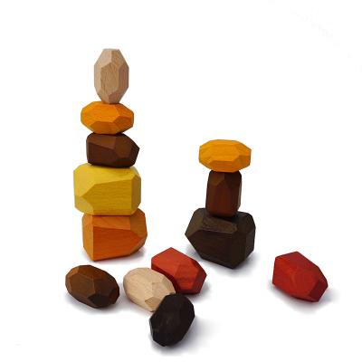 China Mini Toy Educational Preschool Learning Toys Sets Colorful Wooden Stacking Stacking Stones Playing Stones Building Blocks Toys For Children for sale