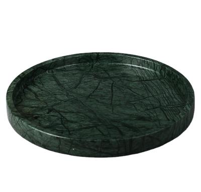 China High Quality Natural Marble Green Room Display Drinks Dish Tray Medieval Style Highend Makeup Round Hotel Guest Room KitchenAccessories Decorative for sale