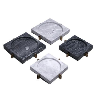 China Durable Professional Design Square Unbreakable Custom Marble Cigarette Cigar Ashtray For Living Room Decoration for sale