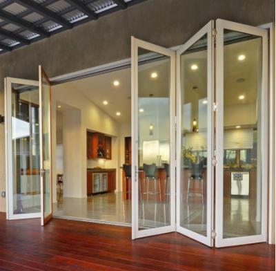 China Modern Modern Household Aluminum Glass Double Folding Sliding Accordion Folding Door for sale