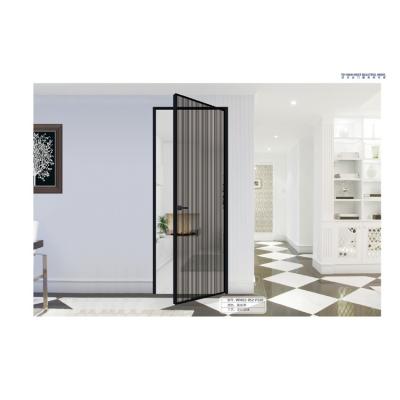 China Modern Sound Insulation Black Ultra Shrink Aluminum Frame Aluminum Door for sale