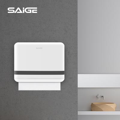 China Saige New Arrival Wall Mounted Modern N Fold Toilet Paper Hand Tissue Paper Black/White Manual Dispenser for sale