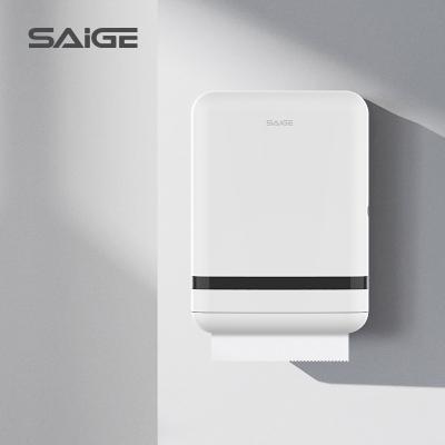 China Saige New Arrival Hotel /Mall Black / Modern Wall Mounted White Manual Jumbo Toilet Paper Dispenser for sale