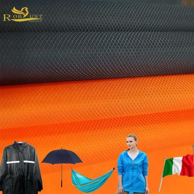 China Breathable waterproof 40D 57gsm PU coated diamond pattern ripstop nylon taffeta fabric for parachute and kite for sale