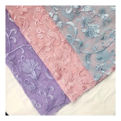 China Breathable High Quality Foil Print Embroidery Stretch Mesh Fabric For Dance Dress Women Shirt Clothing for sale