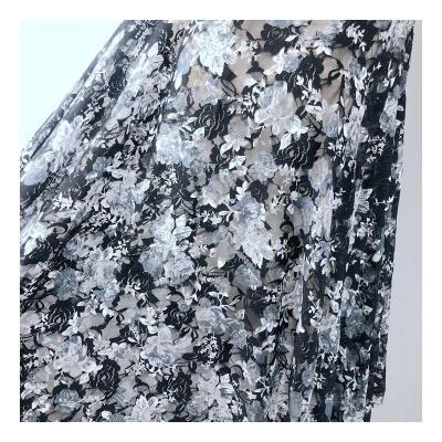 China Breathable Newest Printing Floral Stretch Lace Fabric For Dress And Dance Women And Children for sale