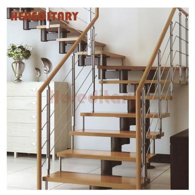 China Lowes Wrought Iron Rod Modern Outdoor Balustrade Staircase Wood Steps Floating Stairs for sale