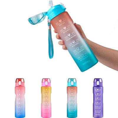 China Bpa Free Gym Tritan Rubber Sport Large Capacity Personalized Viable Plastic Frosted Motivational Water Bottle With Custom Logo for sale