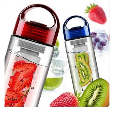 China Wholesale Sustainable Fruit 700ml Fruit Juice Infuser Tritan Water Bottle Plastic Water Bottle With Flip Top Lid for sale