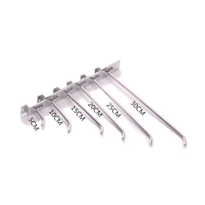 China Supermarket/store/store YiXiu AA005 2/4/6/8/10/12 inch chrome plating metal slatwall hook display sweep hanging hooks for sale