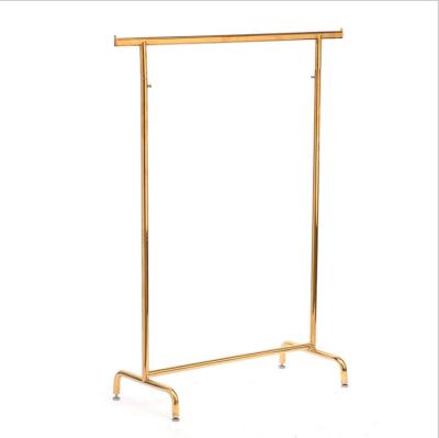 China Exhibition Display Small Oval Tube Horizontal Bar Drying Rack Single Foldable Floor-Standing Coat Rack Clothes Display Rack for sale