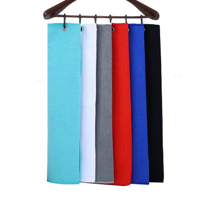 China Custom Golf Ball Towel Microfiber Waffle Waffle Microfiber Logo Embroidery One Tri for sale