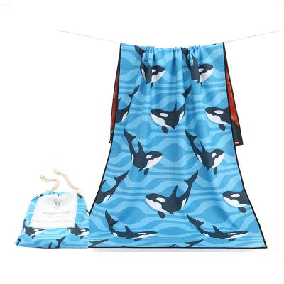 China Sustainable High Quality Waffle Recycle Microfiber Beach Towel Sand Free With Bag for sale