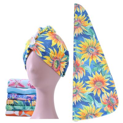 China QUICK DRY Custom Microfiber Dry Hair Towel Quick Drying Printing Turban for sale