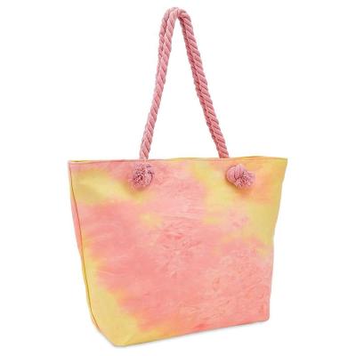 China Custom Printed Logo Tote Bag Cotton Canvas With Tie Dye Water Proof Canvas Shoulder Bag Custom Beach Bag for sale