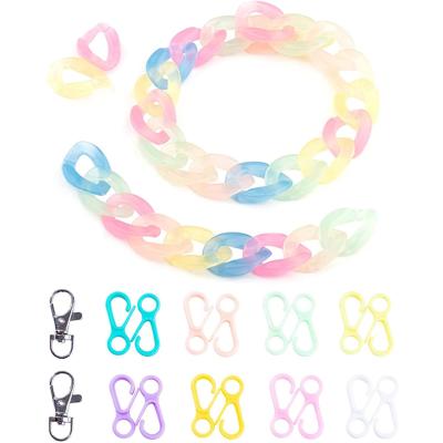 China Daily Used Custom Bag Accessories Clip Acrylic Chain Link Rings With Transparent Lobster Clasp Resin Chain For DIY Jewelry Craft Making for sale