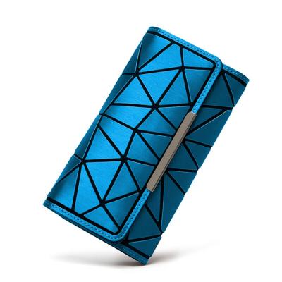 China New Matte Long Card Holders Rhomboid Waterproof Insurance Business Triple Geometric Wallet Ladies Wallet for sale