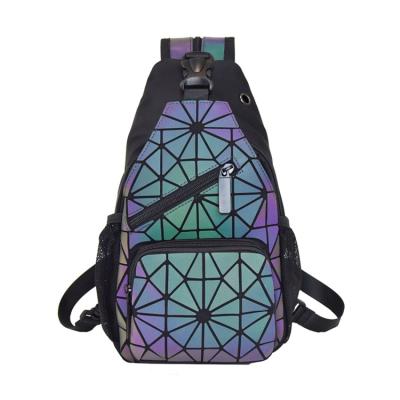 China Classic Luminous Chameleon Diamond Dual-Use Chest Bag Geometric Water Proof Backpack for sale