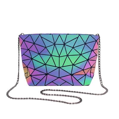 China Daily Used Luminous Colour-changing Portable Folding Lightweight Shoulder Bag Geometric Chain Fashion Cross - Body Bag for sale