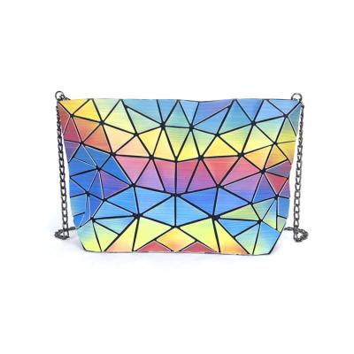 China 3D Rainbow Rhombus Casual Shoulder Diagonal Rainbow Geometric Folding Bag Daily Used Small Messenger Bag for sale