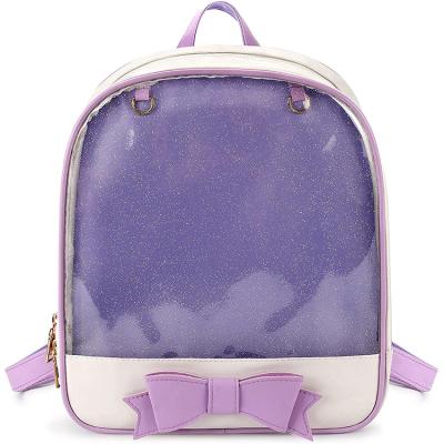 China Women Convertible Leather Ita Backpack Bag Fashion PU PVC Pin Bag Designer Clear Candy Wholesale Waterproof for sale