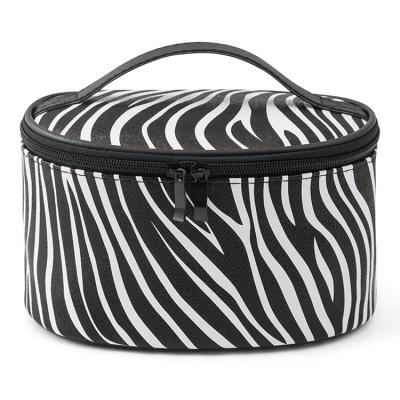 China Fashion Delicate Appearance Multifunctional Travel Striped Cosmetic Makeup Bag Customs Lead Industry Wash Cosmetic Bag for sale