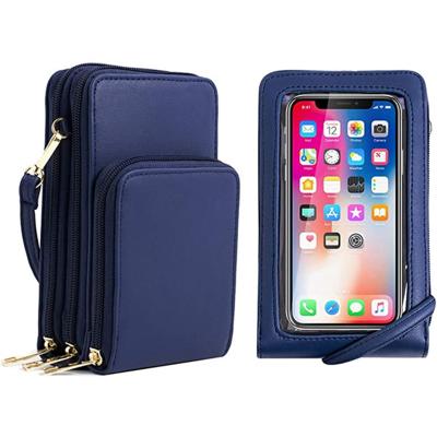 China Fashion Touch Screen Lightweight Cross - Body Phone Purse PU Leather Rfid Blocking Women Coin Purse Wallet Handbag With Adjustable Strap for sale