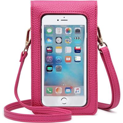 China Wholesale Fashion Custom Small Lightweight Leather Cell Phone Purse Cross - Body Bag Wristlet Purse Casual Cell Phone Bags for sale