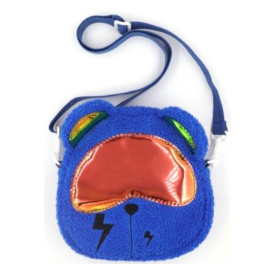 China Portable Exclusive Hot Sale Blue Cool Kawaii Design Plush Plush Shoulder Bag Bear Logo Zipper Plush Crossbody Bag Custom Made for sale