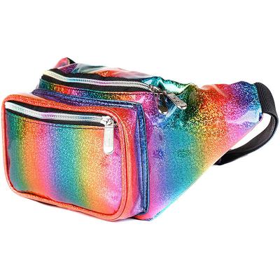 China Korean Water Proof Rainbow Yoga Waist Bag Waterproof Sports Fanny Pack Waist Bag Custom Logo for sale