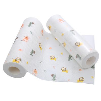 China Viable Hot Selling Exquisite Cute Cartoon Printing Disposable Design Kitchen Cleaning Cloth Roll for sale