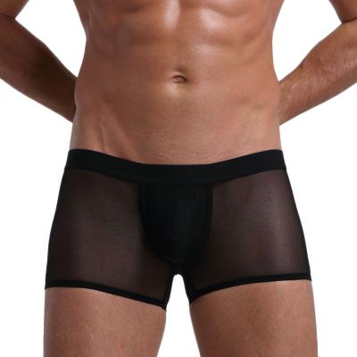 China Transparent breathable mens underwear men mesh gauze briefs male see shorts boxers for men for sale