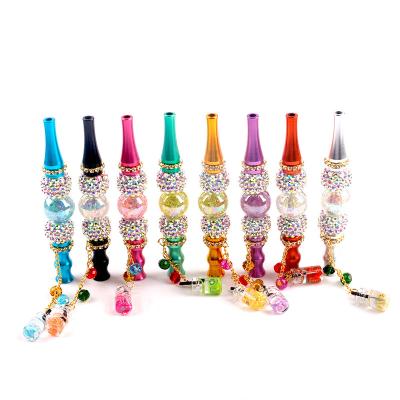 China Colorful Hookah Glass Handmade Head Metal Mouthpiece Tilt Smoking Pipe Pendant Arabic Mouthpiece for sale