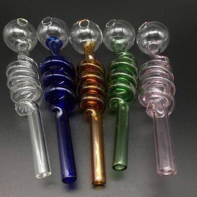 China Modern Small Spoon Hand Pipe Coil Colored Pyrex For Tobacco Handpipe Glass Oil Burner Smoking Pipes for sale