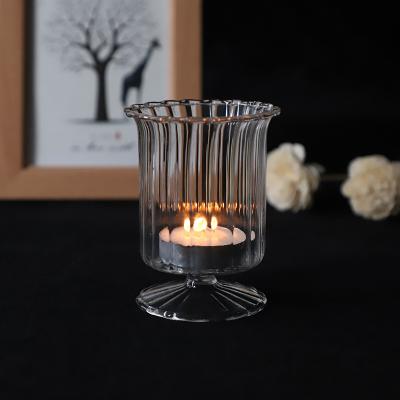 China Bulk Weddings Creative Windproof Glass Candle Holders Luxury High End Candle Holder for sale