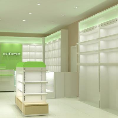 China Modern Factory The New Listing Retail Medical Shop Furniture Storage Cabinet Pharmacy Display Medical Showcase for sale