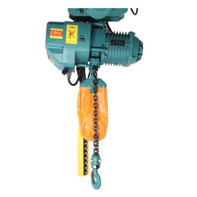 China Hotels hoist 2 ton electric hoist MDE mutian type electric chain hoist with trolley (single speed / double speed) for sale