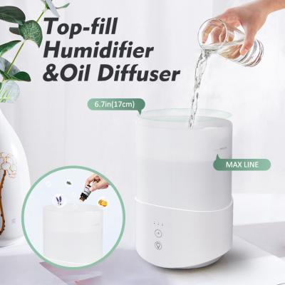 China Cool Mist Nebulizer Air Humidifier 2021 Compatible Essential Oil Large Sellers 2L Hot Space With 7 Colors Light for sale