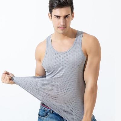 China Hot Sale 90% Mesh Gym Active Wear Tank Breathable Nylon Popular Design QUICK DRY Tops Boy's Workout Tank Tops For Men for sale